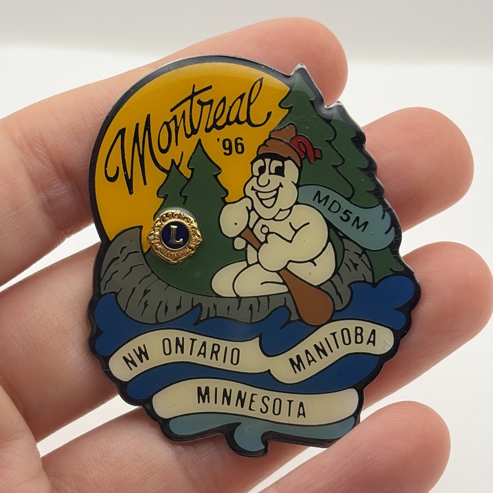 1996 Lions Club Montreal MD5M NW Ontario Manitoba Minnesota Lapel Hat Pin